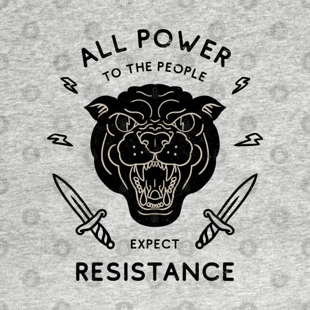 Black Panther - All Power to the People - Expect Resistance | Black Owned BLM Black Lives Matter | Original Art Pillowcase | Tattoo Style Logo by anycolordesigns